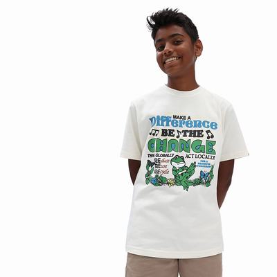 Kids' Vans Eco Positivity (8-14 years) T Shirts White | USA20845