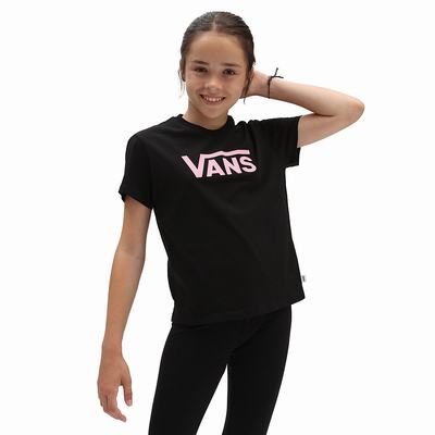 Kids' Vans Flying V Crew (8-14 years) T Shirts Black | USA03576