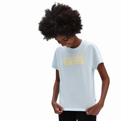 Kids' Vans Flying V Crew (8-14 years) T Shirts Blue | USA42710