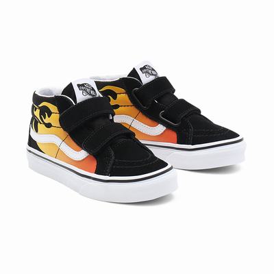 Kids' Vans Hot Flame Sk8-Mid Reissue V (4-8 years) Sneakers Black | USA92086