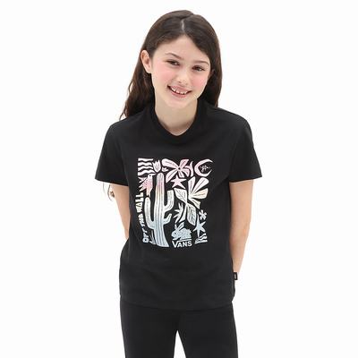 Kids' Vans Lizzie Crew (8-14 years) T Shirts Black | USA57893