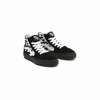 Kids' Vans Metallic Flame Sk8-Hi (8-14 years) Sneakers Black | USA15270