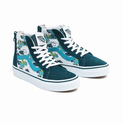 Kids' Vans Sk8-Hi Zip (4-8 years) Sneakers Blue | USA47103