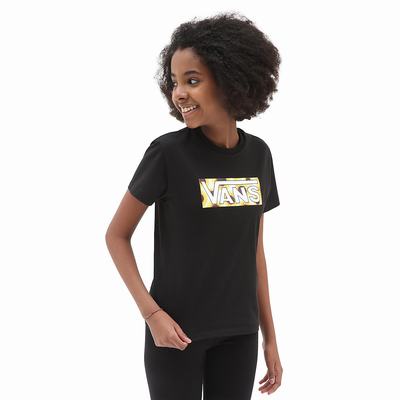 Kids' Vans Sunlit V Crew (8-14 years) T Shirts Black | USA31078