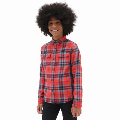 Kids' Vans Sycamore Buttondown (8-14 years) Shirts Red | USA68579