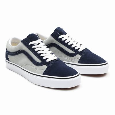 Men's Vans 2-Tone Suede Old Skool Low Top Shoes Grey / Navy | USA86304