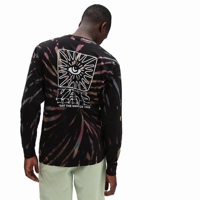 Men's Vans All Seeing Space Dye Long Sleeve T Shirts Black | USA04785