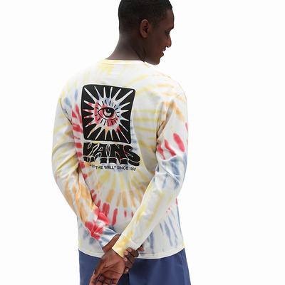 Men's Vans All Seeing Space Dye Long Sleeve T Shirts White | USA51492