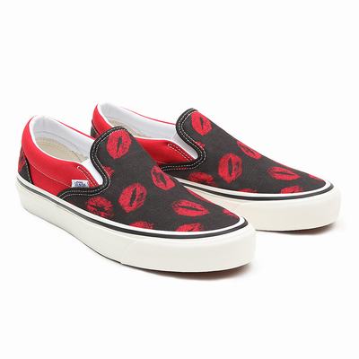 Men's Vans Anaheim Factory Classic Slip-On 98 Dx Slip On Shoes Black / Red | USA92514