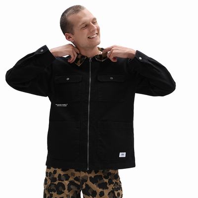 Men's Vans Anaheim Print Mash Up Jackets Black | USA41395