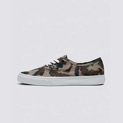 Men's Vans Authentic Sneakers Camo Olive / White | USA73029