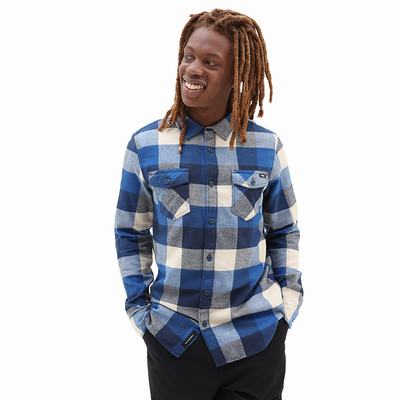 Men's Vans Box Flannel Shirts Blue | USA91532