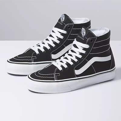 Men's Vans Canvas Sk8-Hi Tapered Sneakers Black / White | USA52138