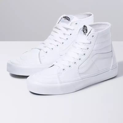 Men's Vans Canvas Sk8-Hi Tapered Sneakers White | USA54163