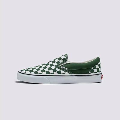 Men's Vans Checkerboard Classic Slip On Shoes Green | USA16975