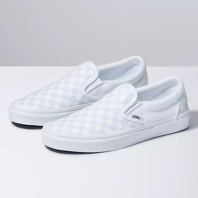 Men's Vans Checkerboard Classic Slip On Shoes White | USA20793