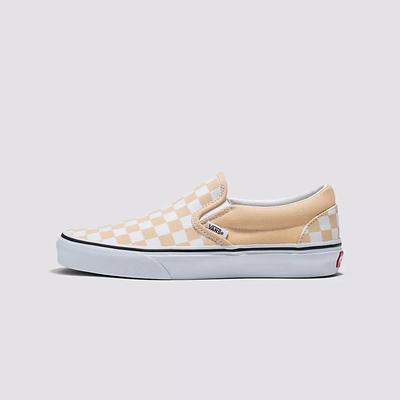 Men's Vans Checkerboard Classic Slip On Shoes Light Brown | USA30819