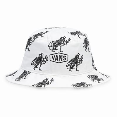 Men's Vans Checkerboard Research Undertone II Bucket Hats White | USA96023