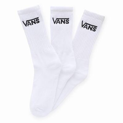 Men's Vans Classic Crew (3 pairs) Socks White | USA42198