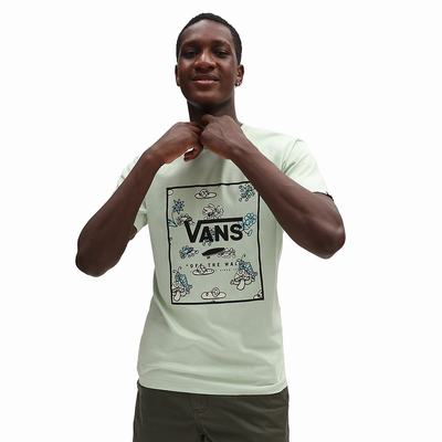 Men's Vans Classic Print Box T Shirts Green | USA60152