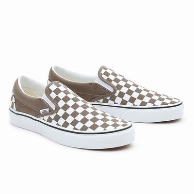 Men's Vans Classic Slip On Shoes White / Brown | USA50236