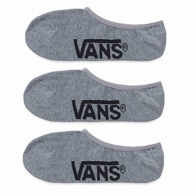 Men's Vans Classic Super No Show (3 Pair PK) Socks Grey | USA76340