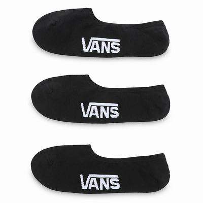 Men's Vans Classic Super No Show (3 pairs) Socks Black | USA80194