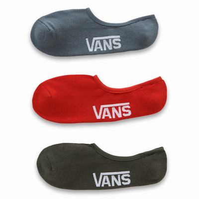 Men's Vans Classic Super No Show Canoodle (3 pairs) Socks Red | USA84016