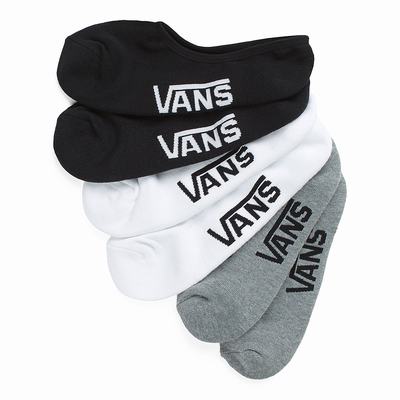 Men's Vans Classic Super No Show US 9.5-13 (3 pairs) Socks Black / Grey | USA58497