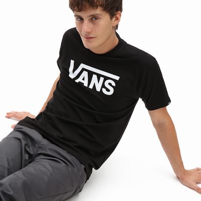 Men's Vans Classic T Shirts Black / White | USA40952