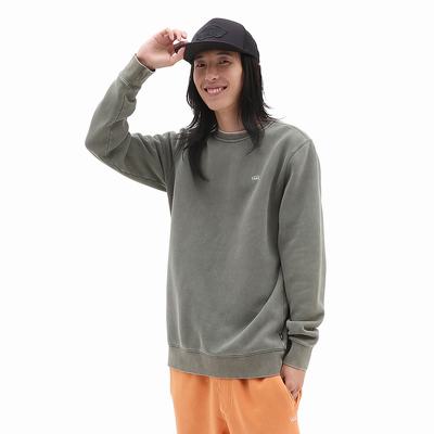 Men's Vans ComfyCush Wash Crew Sweatshirts Green | USA03126