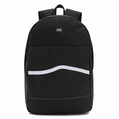 Men's Vans Construct Skool Backpacks Black / White | USA20798