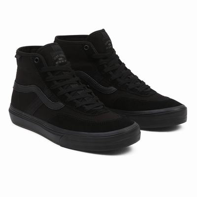 Men's Vans Crockett High Sneakers Black | USA07324