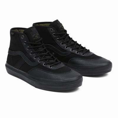 Men's Vans Crockett High Sneakers Black | USA23517