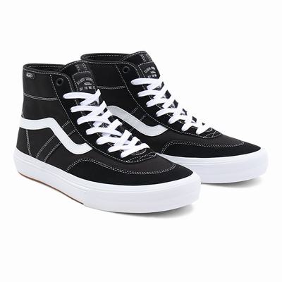 Men's Vans Crockett High Sneakers Black | USA87605