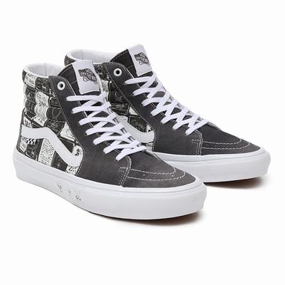 Men's Vans Daniel Johnston Skate SK8-Hi Sneakers Grey | USA48532