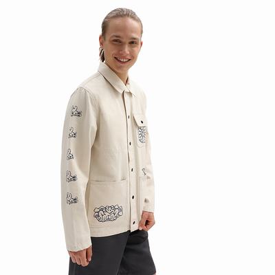 Men's Vans Drill Chore Coats White | USA79364