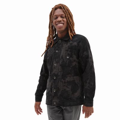 Men's Vans Drill Corduroy Tie Dye Jackets Black | USA18624