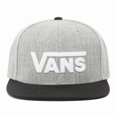 Men's Vans Drop V Snapback Hats Grey | USA80564