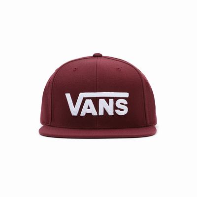 Men's Vans Drop V Snapback Hats Red | USA57389