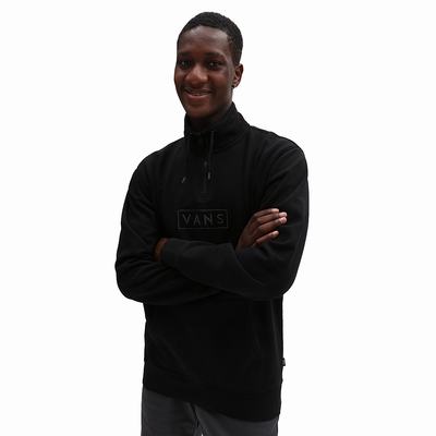 Men's Vans Easy Box Q-Zip Sweatshirts Black | USA85492