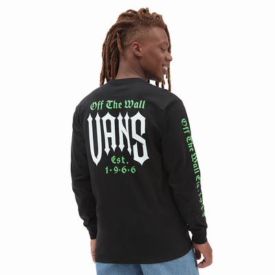 Men's Vans Eyes In The Dark Long Sleeve T Shirts Black | USA37891