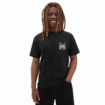 Men's Vans Eyes In The Dark T Shirts Black | USA17493