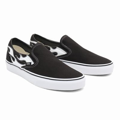 Men's Vans Flame Classic Slip On Shoes Black | USA25047