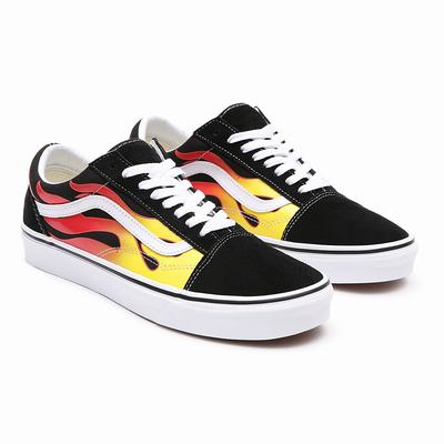 Men's Vans Flame Old Skool Sneakers Black | USA54389