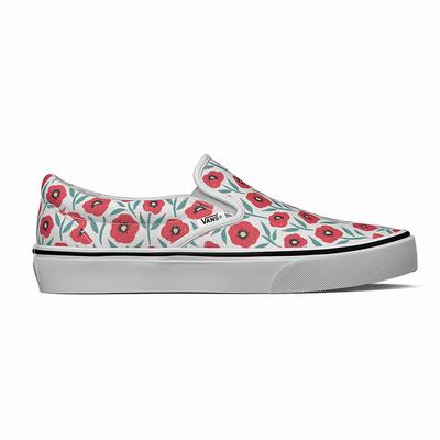 Men's Vans Flowers Classic Slip On Shoes White | USA09812