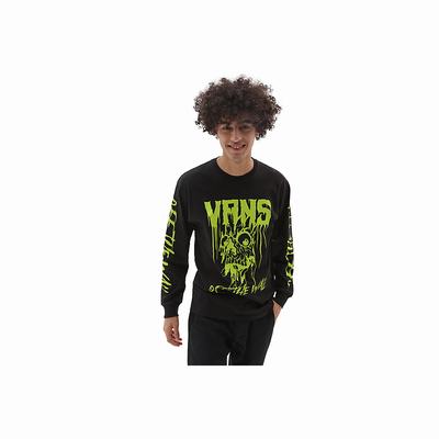 Men's Vans Glaring Eyes Long Sleeve T Shirts Black | USA94023