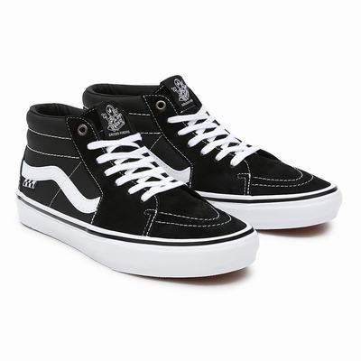 Men's Vans Grosso Mid Skate Shoes Black | USA84756