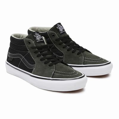Men's Vans Grosso Mid Skate Shoes Green | USA08657