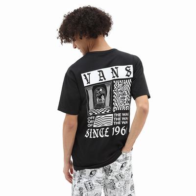 Men's Vans Kevin Peraza Off The Wall T Shirts Black | USA65712